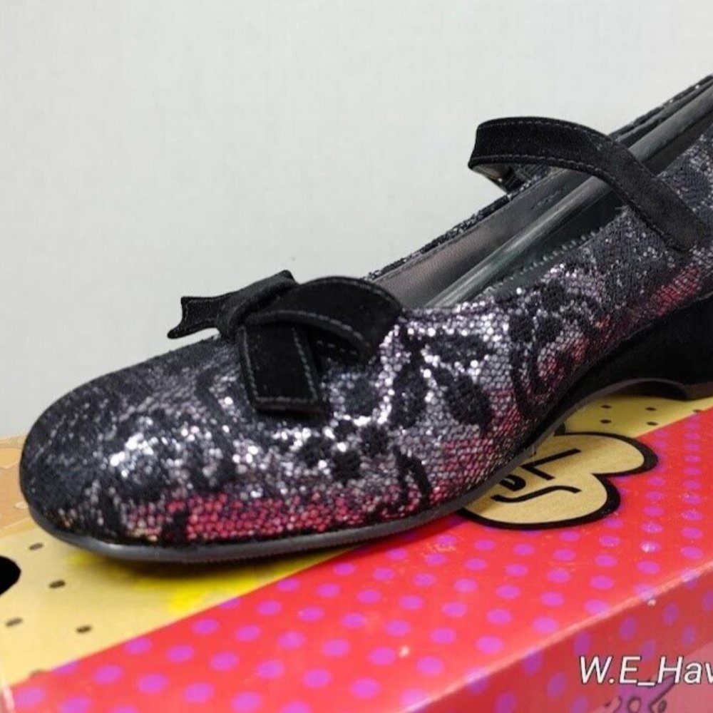 Rachel Shoes® Black & Silver Bella™ Mary Jane - Big Girls Size US 5 - Picture 10 of 16